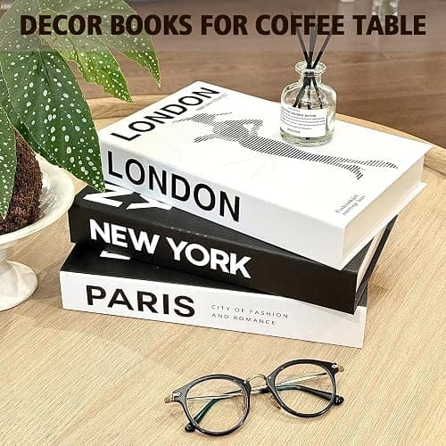 Decorative Books Set of 3, Faux Coffee Table Books for Home Decor | Set of 3 faux decorative books for coffee tables, shelves, and desks, adding a layered look to home and office decor. thumbnail 3