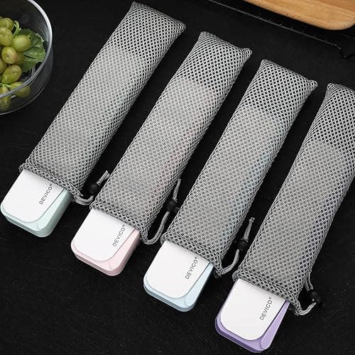 DEVICO Travel Utensils, 18/8 Stainless Steel 4pcs Cutlery Set Portable Camp Reusable Flatware Silverware, Include Fork Spoon Chopsticks with Case (Pink) - Pink thumbnail 6
