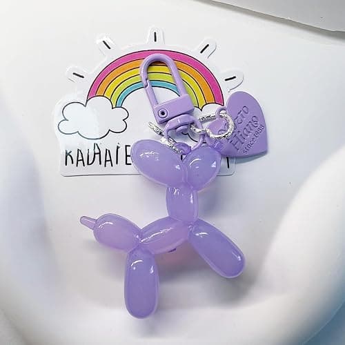 LAEKOU Jelly Balloon Dog Design Keychain for Women, Cute Girls Key Chain, Bag Charms Accessories for Car Purse Backpack thumbnail 2