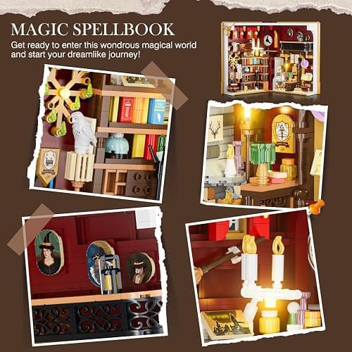 INSOON Magic Booknook 3.6mm Mini Building Set with LED Light | DIY Book Nook Building Kit for Bookshelf & Home Decor, 1015 PCS Miniature Building Block for Adults Boys Girls Age 8+ thumbnail 4