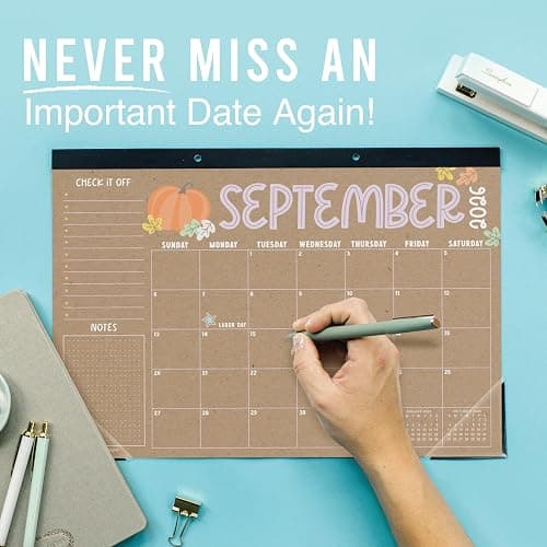 Hadley Designs Large Desk Calendar 2026-2027 - Desktop Calendar 2026, 18 -Month Desk Calendars for Home, Office & Classroom, Cute Kraft Classroom Decor Teacher Must Haves, January 2026 to June 2027 thumbnail 8