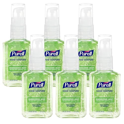 Purell Advanced Hand Sanitizer Gel Infused with Essential Oils, Energizing Mint, 2 fl oz Travel-Size Pump Bottle (Pack of 6) - 3907-04-EC - Image 1