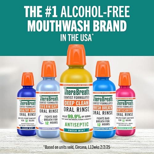 TheraBreath Deep Clean Mouthwash, Antiseptic Benefits, Fresh Mint Flavor, Dentist Formulated, Alcohol Free, 16 fl oz (Pack of 2) thumbnail 8