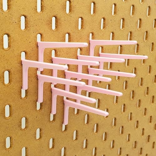 Generic 'Just Hanging' Pegboard Hook Packs, Compatible with IKEA SKADIS Pegboard, Display Hook SKADIS Accessory (Matte Pink, 12pk, Spool Hook) thumbnail 3
