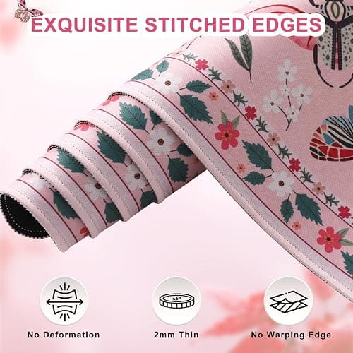 iCasso Pink Desk Pad Mat, XXL Large Mouse Pad, Desk Matt for Desktop, Anti-Slip Big Mousepad with Stitched Edges, Mouse Mat for Computer(Pink) thumbnail 5