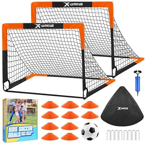 Kids Soccer Goals for Backyard Set of 2, 4 x 3 ft/6 x 4 Toddler Soccer Goal Training Equipment with Soccer Ball, Cones, Pop Up Soccer Net for Kids Age 3-5 4-6 6-8 8-12 10-12 Outdoor Games Sports Gifts - Image 1