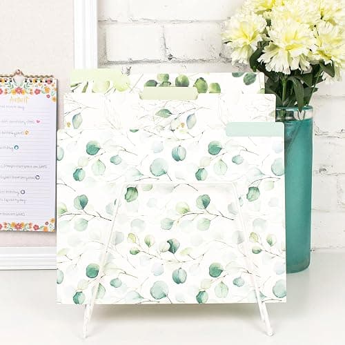 bloom daily planners Decorative File Folders - Set of Six Letter Size (8.5” x 11”) Organizers, 1/3 Cut Tabs - Assorted Designs - Eucalyptus thumbnail 2