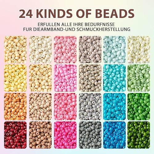 JHWELRG 12000+ Matte Perlen für Armbänder Selber Machen,Mit Mini-Glasperlen,Holzperlen,Buchstaben Beads & Zubehör,Geschenk für Erwachsene & Kinder DIY Schmuck Freundschaftsarmbänder & DIY Basteln thumbnail 3