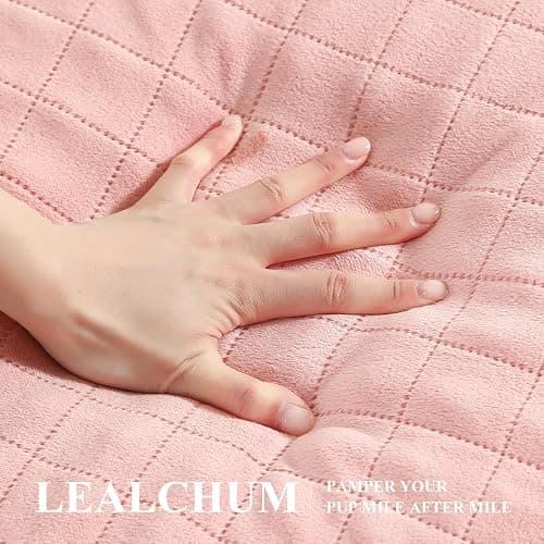 Lealchum Dog Car Seat for Medium/Large Dogs,2 Clip-On Safety Leashs for 2 Small Dogs,Removable and Washable Comfy Pet Car Seat,Easy to Install and Clean (Pink, Large) thumbnail 3