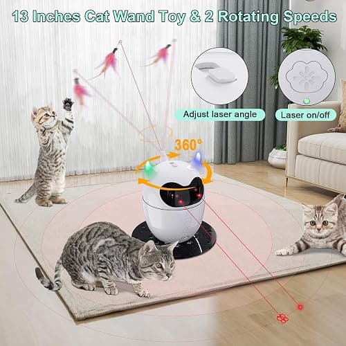 TBTeek Cat Toy, Automatic & Remote Control, 2in1 Rechargeable - Rotating Feather & Dual Light, Cat Toy for Indoor Cats Kittens thumbnail 5