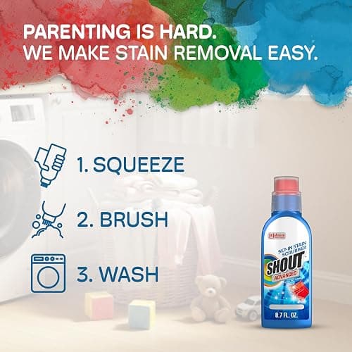 Shout Advanced Stain Remover Gel for Clothes Laundry, Ultra Concentrated Gel with Built-in Scrubber Brush for Deep Set-In stains, 8.7oz thumbnail 9