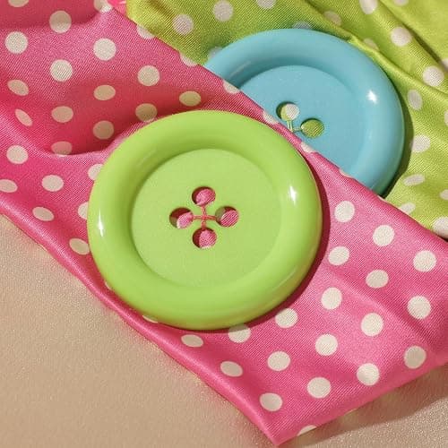 Weazppre Polka Dot Head Bands for Women, Wide Stretchy Cloth Headbands with Big Buttons,5-Pack Cute Hair Accessories Gifts for Daily Wear, Cosplay, Party and Retro Style (Bright, candy-colored) thumbnail 5