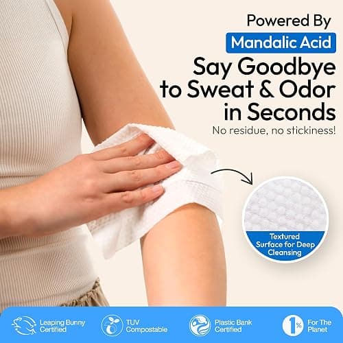 FOMIN Acidified Deodorant Wipes For Women - 30 Count - Fragrance Free – Hypoallergenic, pH Balanced Whole Body Wipe - Plastic-Free, Exfoliating & Advanced Odor Control Underarm Body Wipes thumbnail 6
