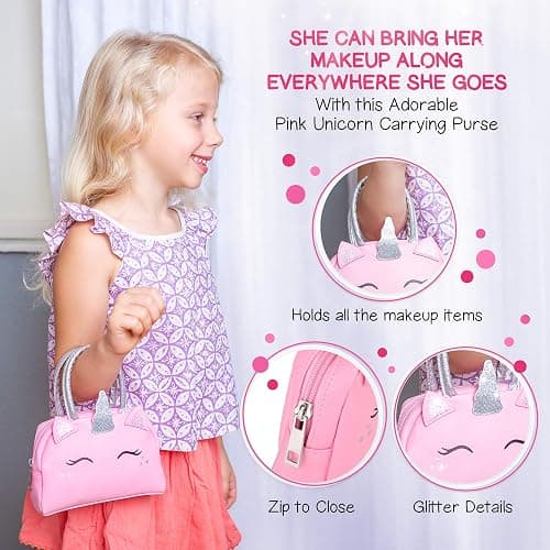 Kids Real Makeup Kit with Pink Unicorn Purse, Non Toxic Washable Make Up Set - Unicorn Toys for Girls Age 4-6, 5 Year Old Girl Birthday Gift Ideas, Toddler Little Girl Gifts 3 4 5 6 7 8 9 10 Years Old thumbnail 4