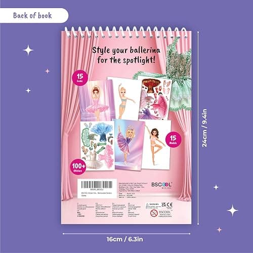 BSCOOL Sticker Dress Up Ballet - Sticker Activity Book for Kids. Learn Girls Fashion Design for Ballet with Stickers and Guides for Kids 5 and up. with 100+ Removable Stickers thumbnail 2