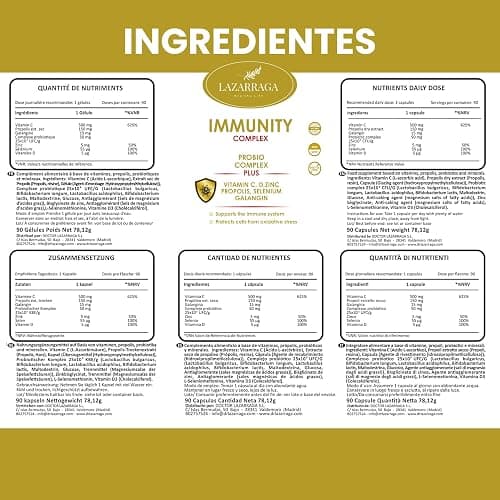IMMUNITY DEFENSAS COMPLEX 6 EN 1 con Vitamina C + Vitamina D + Propóleo + Zinc + Selenio + Probióticos y Prebióticos + Galangina | Apoya el Sistema Inmunológico l 90 Cápsulas Veganas | 3 meses thumbnail 3