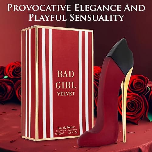 Bad Girl Velvet for Women Eau De Parfum 3.4 fl Oz- Sweet, Warm & Powdery Tone - Combination of Tonka Bean, Vanilla & Praline - Free of Paraben, Vegan & Cruelty-Free - Elegant 100ml bottle thumbnail 4
