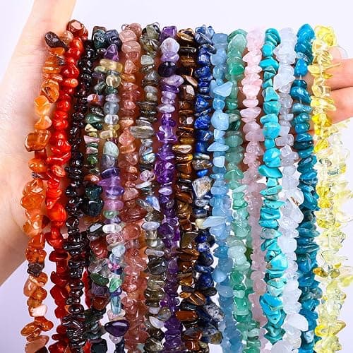 200pcs Natural Chip Stone Beads Gemstone Healing Crystal Loose Rocks Bead Irregular Glass Seed Charm Beads Drilled DIY for Jewelry Bracelet Necklace Earrings Christmas Making Crafting Supplies (5-8mm) thumbnail 7
