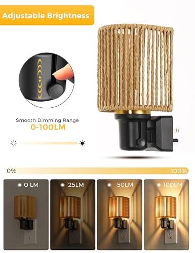 L LOHAS LED Night Lights Plug into Wall, Plug in Night Light, Bohemian Nightlight Dimmable with Light Sensor, 3000K, Boho Nightlights Farmhouse Decorative for Bedside Bedroom Bathroom Hallway, 1 Pack thumbnail 2