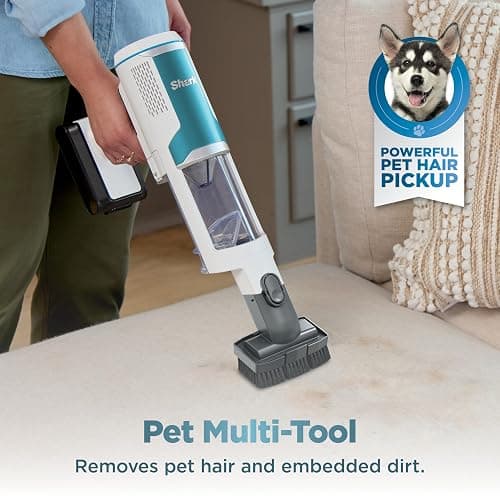 Shark Clean & Empty Cordless Stick Vacuum – Lightweight Cordless Vacuum with HEPA Filter, Portable, Rechargeable, Auto-Empty System, Stick Vacuum for Pet Hair, Carpets & Hardfloor, White, BU3521 - Crevice Tool + Pet Multi-Tool thumbnail 12