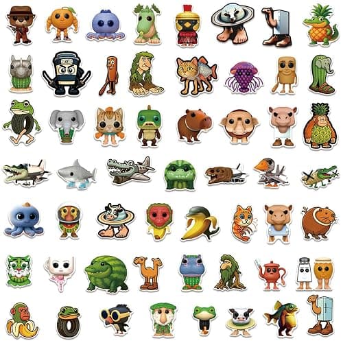 50Pcs Italian Brainrot Animals Stickers for Kids, Tralalero Tralala Stickers for Water Bottles, Tung Tung Tung Sahur Sticker Pack Waterproof Vinyl for Laptop Phone Party Favors Decals thumbnail 2