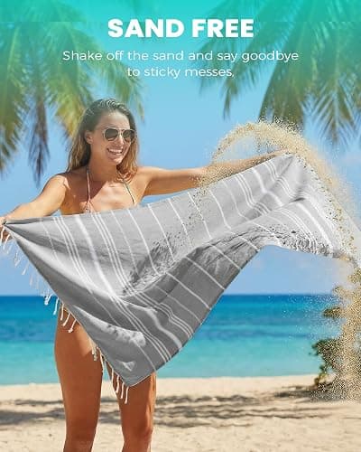 Turkish Beach Towels Quick Dry Sand Free Soft Absorbent Extra Large Xl Big Blanket Adult Oversized Bath Pool Swim Towel Lightweight Thin Fast Drying Compact No Sand Packable Vacation Essentials thumbnail 4