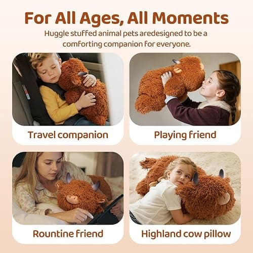 Mewaii 4 Lbs Weighted Stuffed Animals - Heavy Belly & Limbs, 23" Highland Cow Plush for a Realistic Hug, Super Soft Fluffy Plush Toy for Kids and Adults thumbnail 7