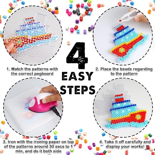 FUNZBO 13200 5mm Fuse Beads Kit - Christmas Fuse Beads Set with 20 pcs Special Shaped Pegboards, Home School Arts and Crafts Supplies for Kids, Christmas Gifts for Girls and Boys Age 5+ Years Old thumbnail 4