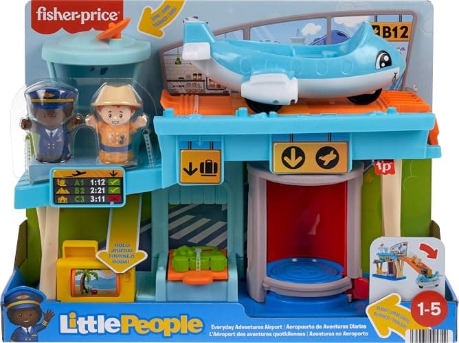 Fisher-Price Little People Everyday Adventures Airport Playset, Ages 1+ | Airport playset + airplane + 2 figures + Luggage, 5 pieces, builds fine motor + cause & effect skills, no batteries thumbnail 6