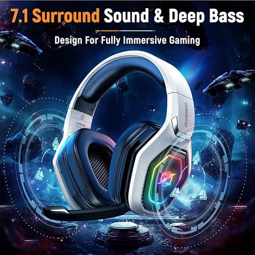Ozeino 2.4GHz Wireless Gaming Headset for PC, Ps5, Ps4 - Lossless Audio USB & Type-C Ultra Stable Gaming Headphones with Flip Microphone, 40-Hr Battery Gamer Headset for Switch, Laptop, Mobile, Mac thumbnail 3