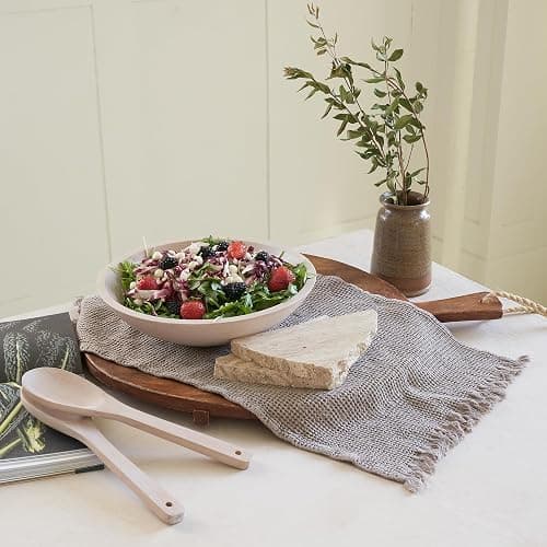 KIBAGA Extra Large Wooden Salad Bowl Set With Serving Utensils - A Beautiful Party Salad & Fruit Bowl With Serving Spoons Perfect for Your Dinner Party - Decorative & Practical Kitchen Must-Have thumbnail 7