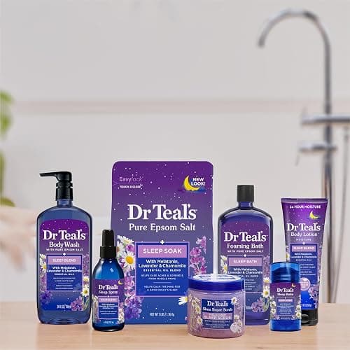 Dr Teal's Pure Epsom Magnesium Salt Soak, Sleep Blend with Melatonin, Lavender & Essential Oils, 3 lb (Pack of 4) thumbnail 7
