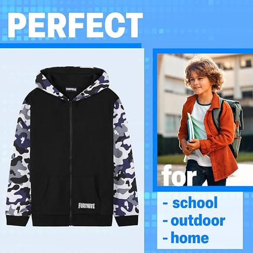 FORTNITE Hoodies for Boys Teens Hooded Pullover Zip Up Sweatshirt Youth Hoodie thumbnail 2