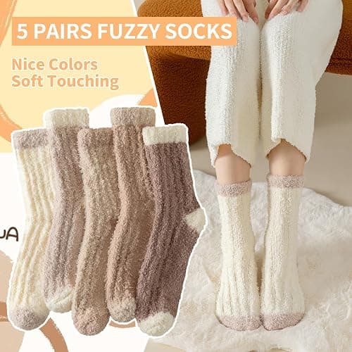 Clothclose Fuzzy Socks For Women, Womens Fuzzy Slipper Sock Super Soft Microfiber Fluffy Cozy Winter Warm Fluffy Crew Socks thumbnail 6