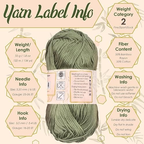 JubileeYarn Bamboo Cotton Sport 4 Ply Yarn - 50g/Skein - Variety Pack - 4 Skeins thumbnail 4