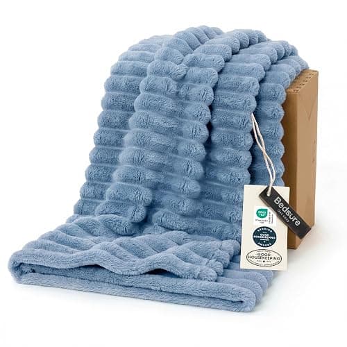Bedsure GentleSoft Throw Blanket for Couch - Cozy Soft Blankets for Women, Cute Small Throws for Girls, Blue, 50x70 Inches - Image 1