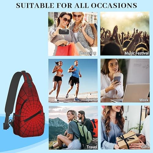 YOZIRIBO Spider Web Sling Bag for Men Women, Crossbody Backpack Purse Chest Daypack Shoulder Bag for Sports Hiking Running Travel thumbnail 7