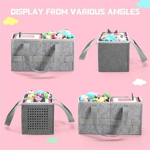 PISOSN Carrying Case for Toniebox Starter Set and Tonies Figurines, Travel Felt Cloth Musical Toy Folding Bag for Toniebox 2 & Accessories (Gray) thumbnail 4