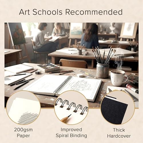 Artist’s Sketchbook Hardcover – 200GSM Very Thick Paper – Large, Spiral Sketch Book for Drawing and Mixed Media – Sketch Pad, Art Book - 8.25 x 11.4, 40 Sheets / 80 Pages thumbnail 5