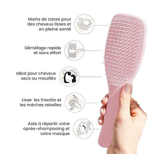 Tangle Teezer Ultimate Detangler Brosse à Cheveux Démêlante pour Cheveux Secs et Mouillés, Picots à 2 Niveaux, Réduit la Casse et Élimine les Nœuds, Tous Types de Cheveux, Rose Millennial thumbnail 5
