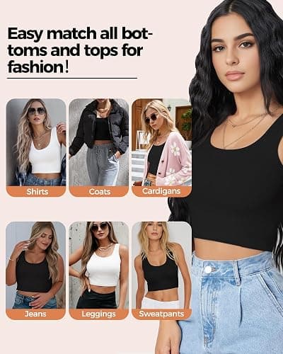 2-3Pcs Tank Tops for Women, U Neck Sleeveless Crop Tops, Basic Cropped Racerback Going Out Tops Athletic Sports Shirts thumbnail 5
