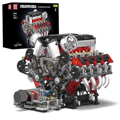 Mould King V8 Engine Building Blocks Sets, V8 Engine Model Kit That Runs, MOC Engineering Model Building Kit with Battery and Motor, 2718 PCS Building Blocks for Adults - Image 1