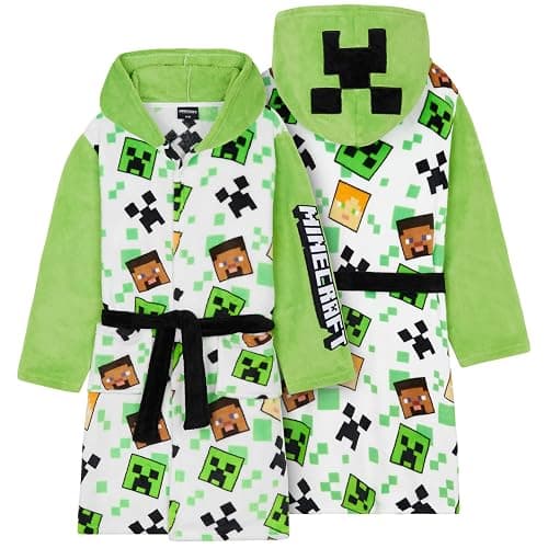 Get Trend Minecraft Robe for Boys Teens, Hooded Dressing Gown, Creeper Loungewear Cozy Robes, Gamer Gifts for Boys thumbnail 2