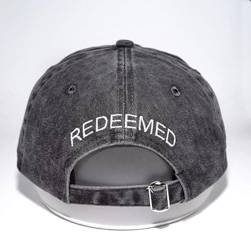 Giavuwn Christian Redeemed Cross Nails Hats for Men Women, Vintage Adjustable Cotton Embroidered Front & Back Baseball Cap thumbnail 4