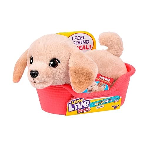 Little Live Pets My Really Real Puppy Mini Buddy The Retriever, Interactive Plush Toy with Basket, 20+ Sounds and Reactions, Puppy Toys for Kids - Buddy Puppy - Image 1