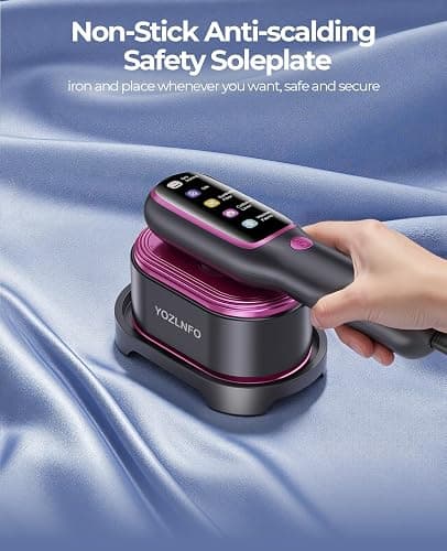 YOZLNFO Travel Steamer for Clothes Portable: Handheld Steam Iron 1200W 350°F - 5 Adjustable Steam Anti-Drip 15s Heat Up - Large Ceramic Panel 110-120V thumbnail 8