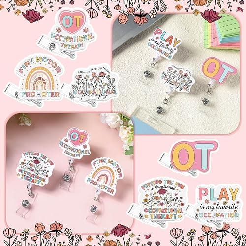 Hoteam 6 Pcs Occupational Therapy Badge Reels Retractable with Alligator Clip Badge Holders for Healthcare Reel Clip for OT Doctor Nurse Occupational Therapy Assistant OT Appreciation Gifts thumbnail 2