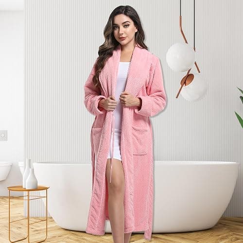 PJGGZ Women's Shawl Collar Bathrobe, Soft Long Towel Robes for Women - Super Absorbent Quick Dry yet Warm thumbnail 2