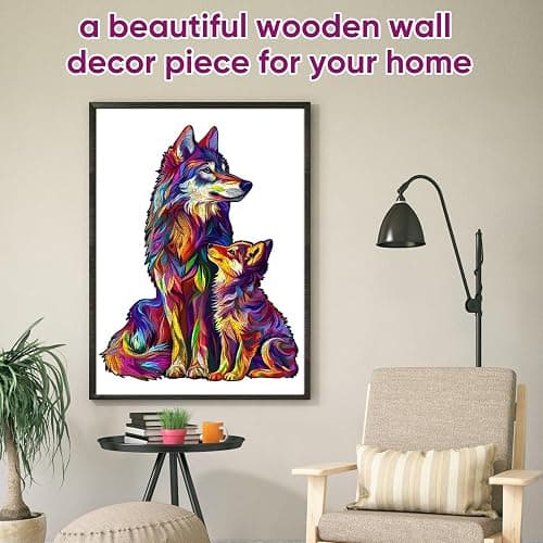 Reouinty Wolf Puzzles for Adult 500 Piece, Family Wooden Puzzle for Adult, Challenging Puzzle, Luxurious Shaped Wooden Puzzles for Adults, Family Game 15 x 19.2in thumbnail 6