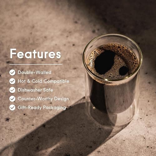 FLUR Tasting Glasses (Set of 2) Perfect for Coffee, Matcha, Tea & More – For Hot or Iced Drinks – Double-Walled Borosilicate Glass – Handmade, Lightweight & Durable – 11oz (Clear) thumbnail 4